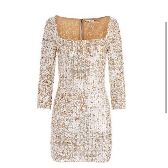Alice and Olivia Long Sleeve Sequin Mini Cocktail Dress size 8 New Retails $895 - Picture 6 of 11